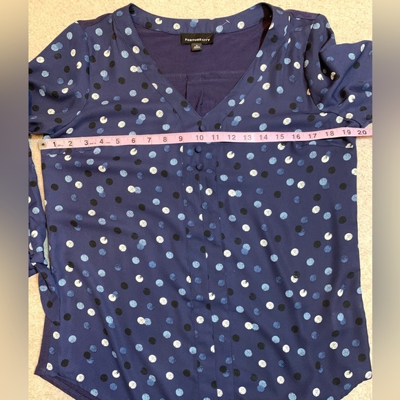 NWOT Fortune & Ivy Polka Dot Boho Blouse Top V-Neck 3/4 Tie Sleeves Women Medium - Picture 4 of 8